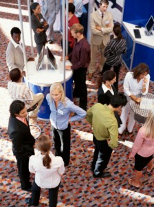 Businesspeople at an exhibition